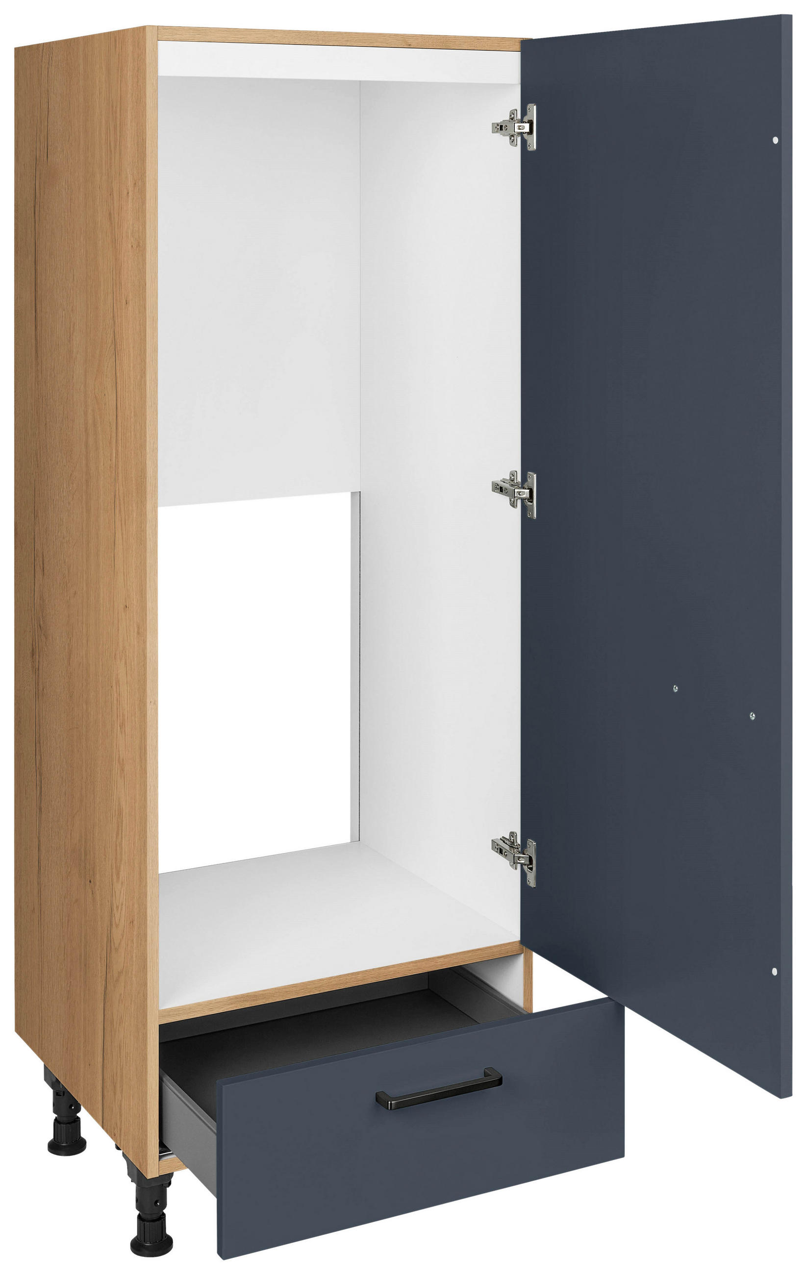 GERÄTEUMBAUSCHRANK 60/168/58 cm  in Blau, Eichefarben  - Blau/Eichefarben, MODERN, Holzwerkstoff/Metall (60/168/58cm) - Nobilia