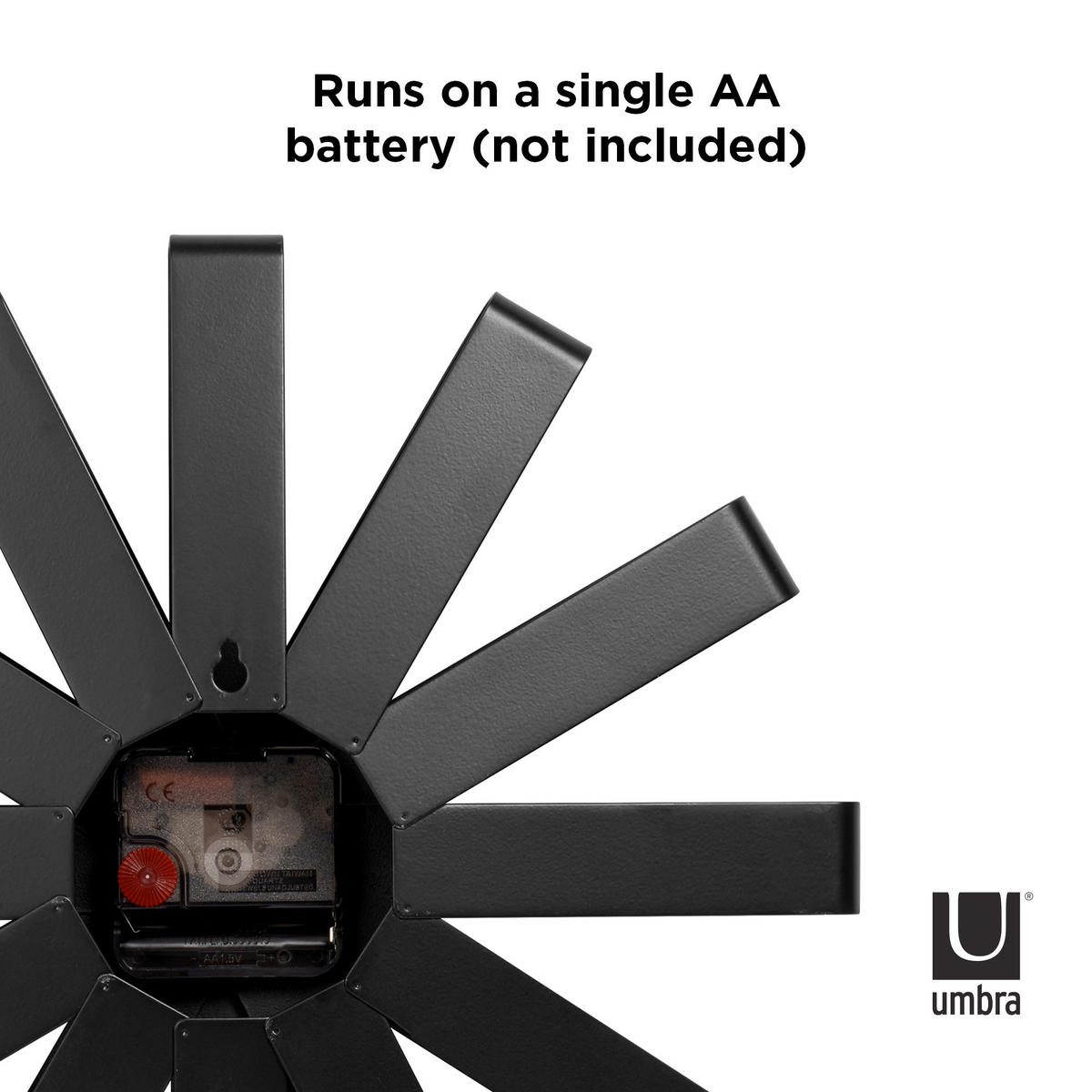 WANDUHR Schwarz 30/30/7 cm  - Schwarz, Basics, Metall (30/30/7cm) - Umbra