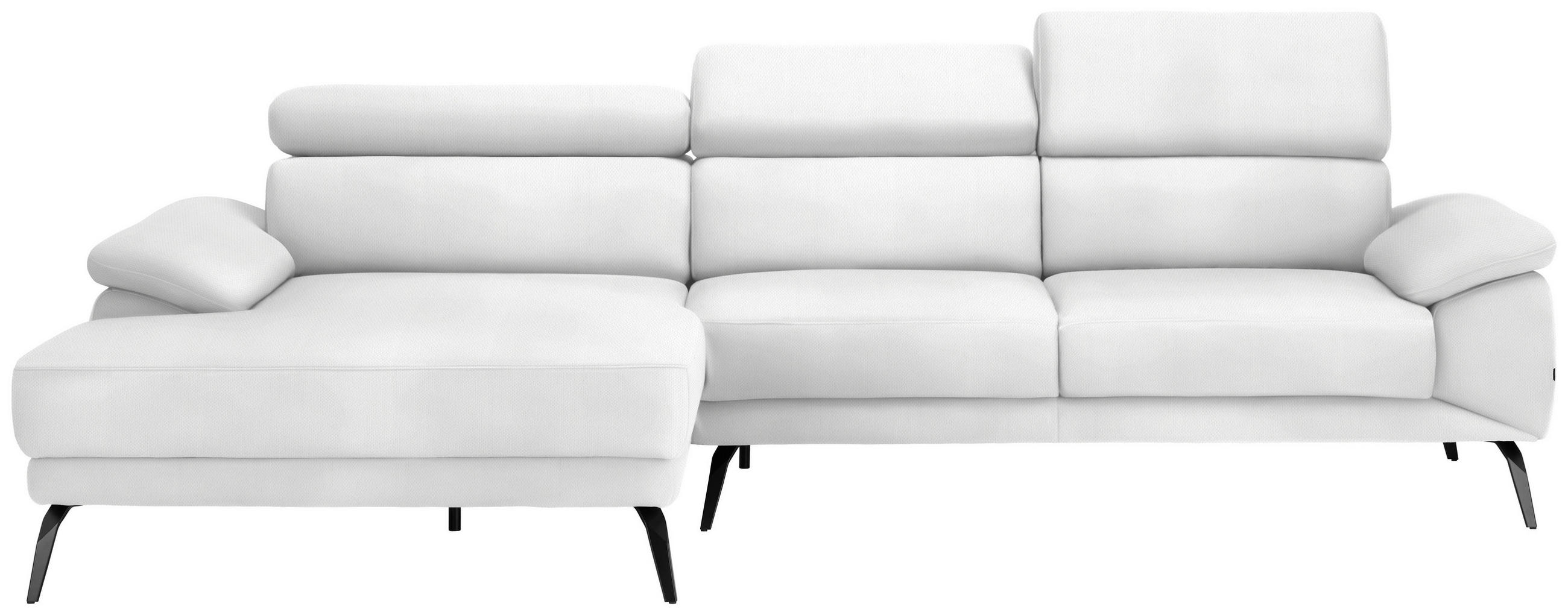ECKSOFA Weiß Velours  - Schwarz/Weiß, Design, Textil/Metall (187/295cm) - Novel