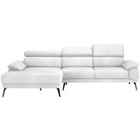 ECKSOFA in Velours Weiss  - Weiss/Schwarz, Design, Textil/Metall (187/295cm) - Novel