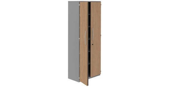AKTENSCHRANK Grau, Eichefarben - Eichefarben/Grau, KONVENTIONELL, Holzwerkstoff (80/217,4/43cm) - Moderano