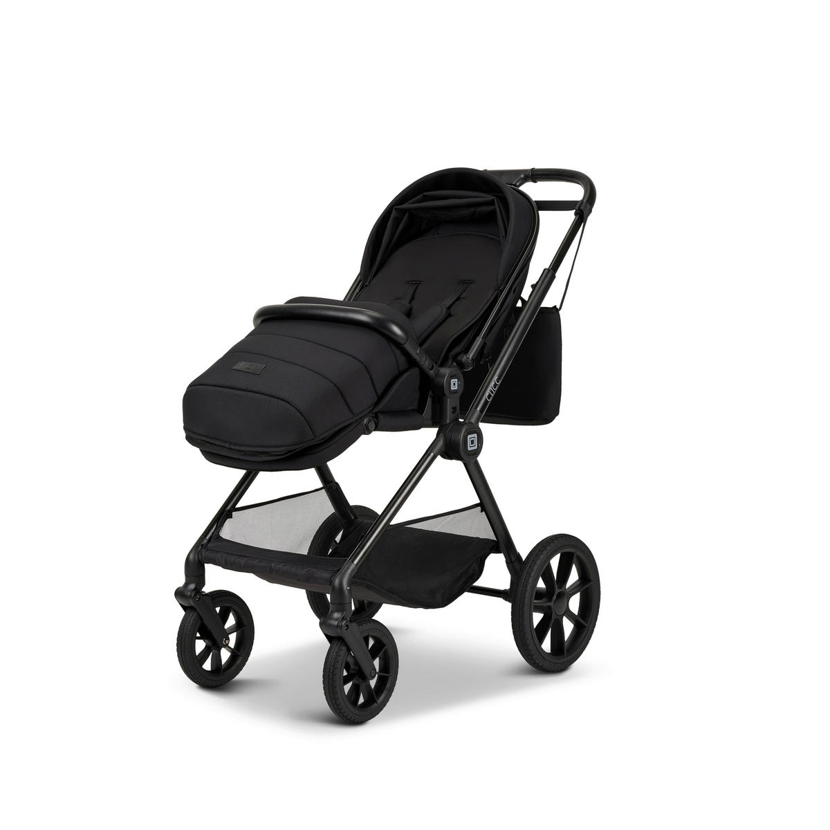 KINDERWAGENSET CLICC  - Schwarz, Basics, Textil/Metall (61/114/84cm) - Moon