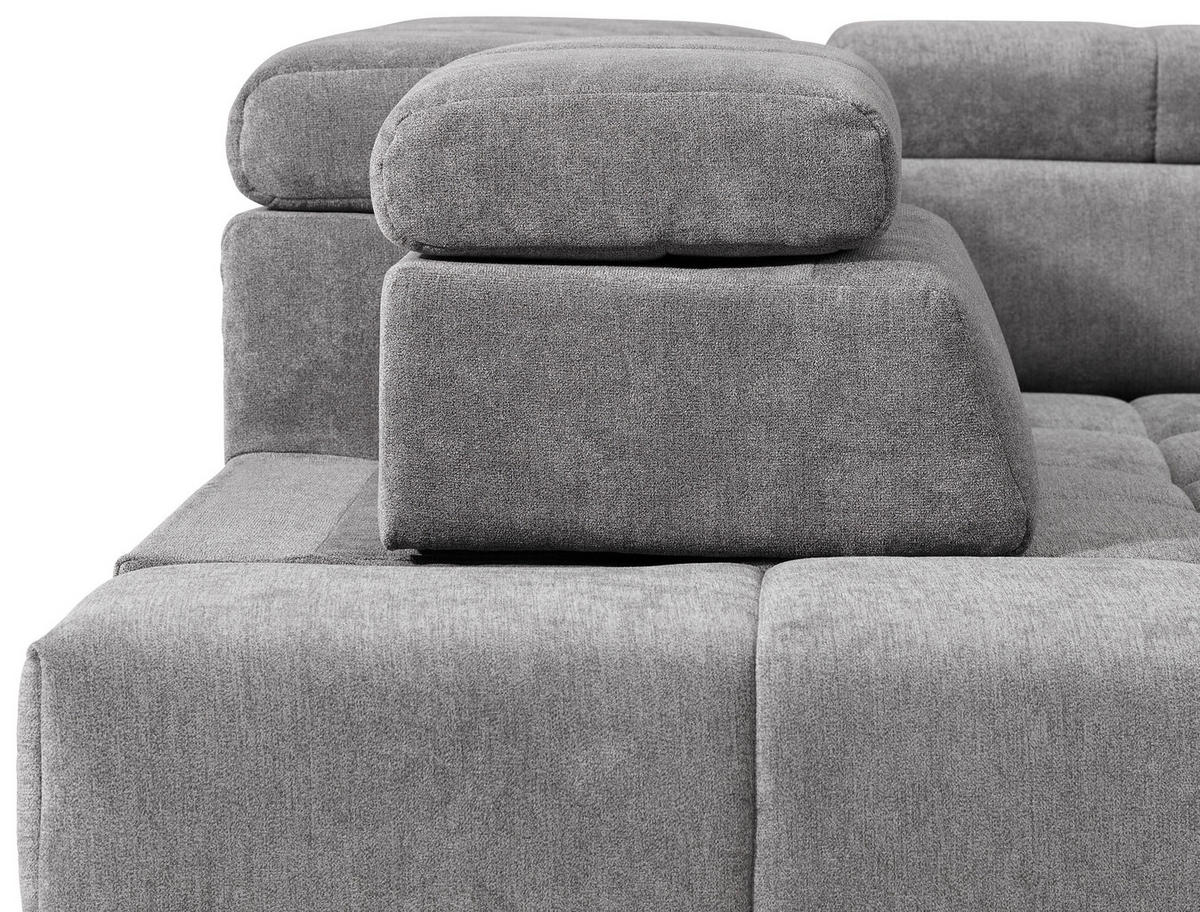 ECKSOFA Dunkelgrau Webstoff  - Dunkelgrau/Silberfarben, Design, Textil/Metall (295/201cm) - Hom`in