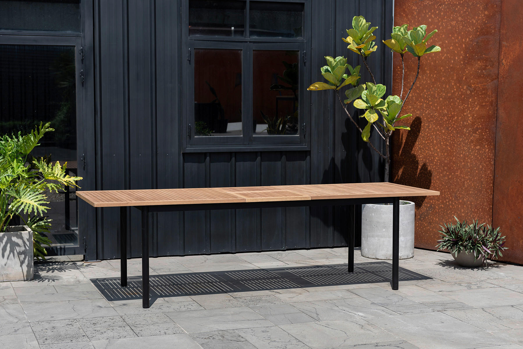 GARTENTISCH 217-267/90/75,4 cm Holz, Metall rechteckig  - Eukalyptusholzfarben/Schwarz, Design, Holz/Metall (217-267/90/75,4cm) - Modante