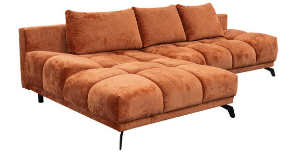 ECKSOFA in Chenille Rostfarben  - Rostfarben/Schwarz, MODERN, Textil/Metall (182/290cm) - Hom`in