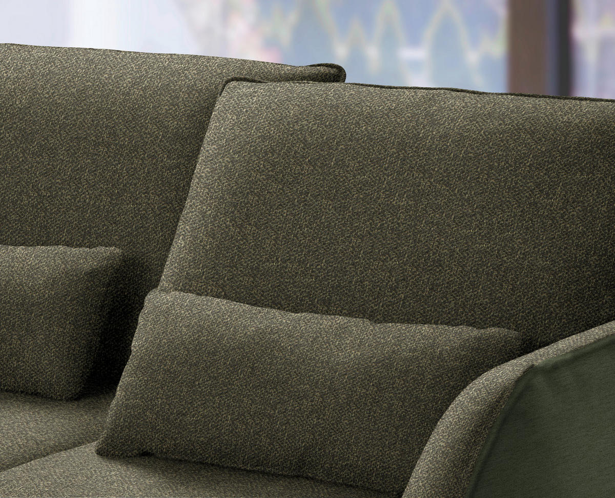 ECKSOFA in Flachgewebe Dunkelgrün  - Dunkelgrün/Schwarz, Design, Textil/Metall (250/310cm) - Moderano