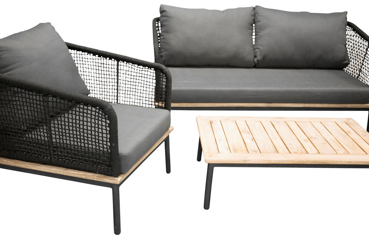 LOUNGEGARNITUR 79,5/148 cm  - Schwarz, KONVENTIONELL, Kunststoff (79,5/148cm) - Gardenson