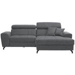 ECKSOFA in Velours Grau  267/181 cm  - Schwarz/Grau, Design, Textil/Metall (267/181cm) - Carryhome