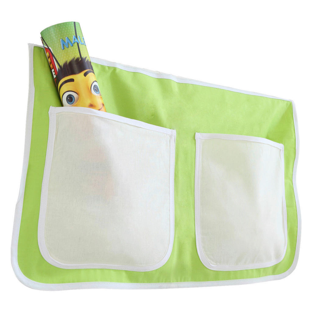 Betttasche Aus Baumwolle M. 2 Fächern, Grün/beige