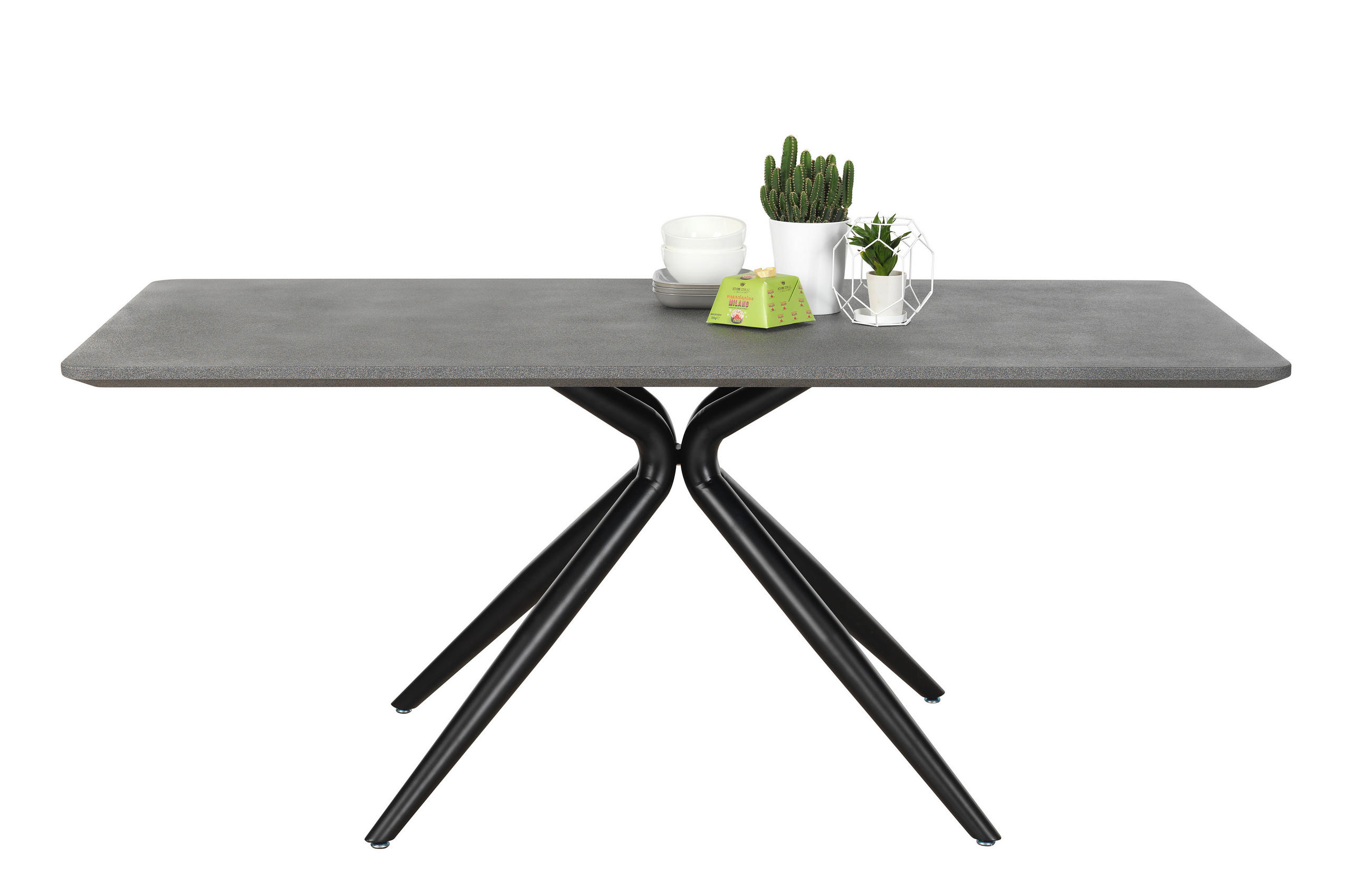 ESSTISCH 180/90/76 cm Nachbildung  Metall, Holzwerkstoff rechteckig Dunkelgrau  - Dunkelgrau/Schwarz, Design, Holzwerkstoff/Metall (180/90/76cm) - Xora