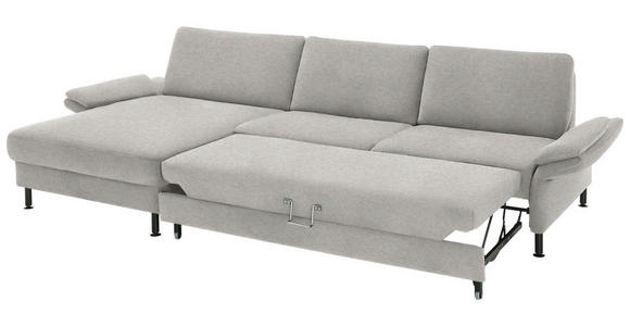 ECKSOFA  in Chenille, Flachgewebe Greige  175/316 cm  - Greige/Schwarz, Design, Textil/Metall (175/316cm) - Dieter Knoll