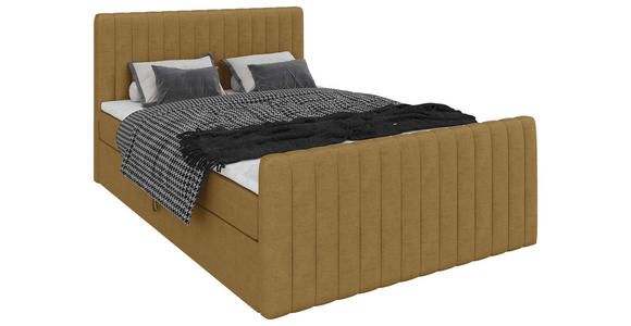BOXBETT 140/200 cm  in Senfgelb  - Senfgelb/Schwarz, Basics, Kunststoff/Textil (140/200cm) - Carryhome