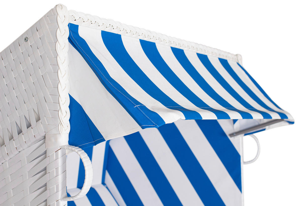 Strandkorb Ostsee Fehmarn - Blau/Weiß, Basics, Holz/Kunststoff (124/159/87cm) - Gardenson