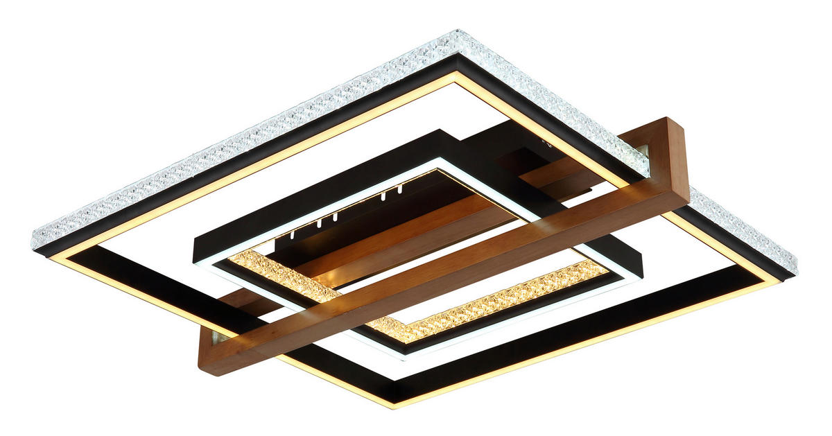 STROPNÍ LED SVÍTIDLO, 50/55/11,5 cm - tmavě hnědá/černá, Basics, kov/dřevo (50/55/11,5cm) - Globo