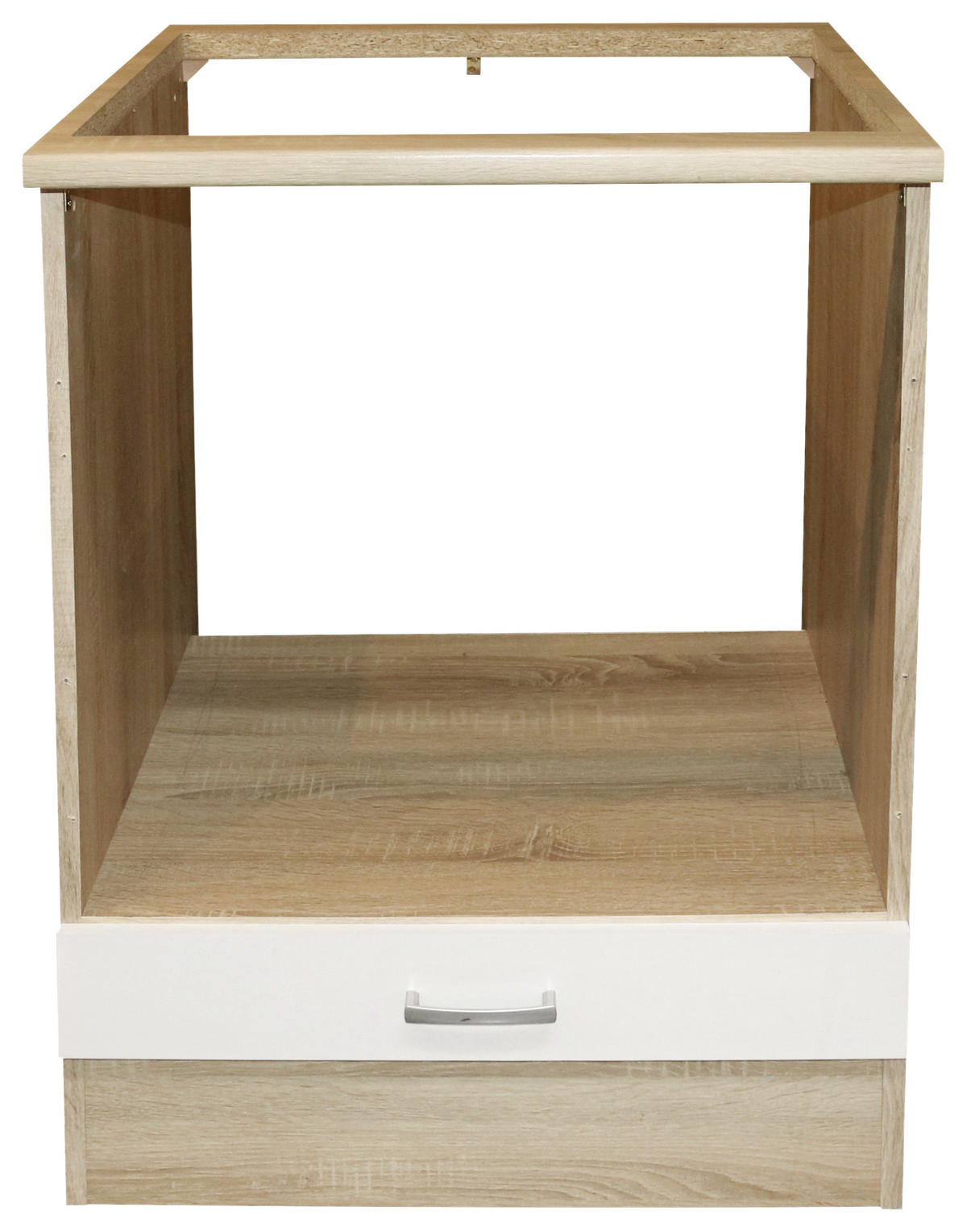 HERDUMBAUSCHRANK 60/90/60 cm  in Weiß, Sonoma Eiche  - Silberfarben/Weiß, Basics, Holzwerkstoff/Kunststoff (60/90/60cm) - MID.YOU