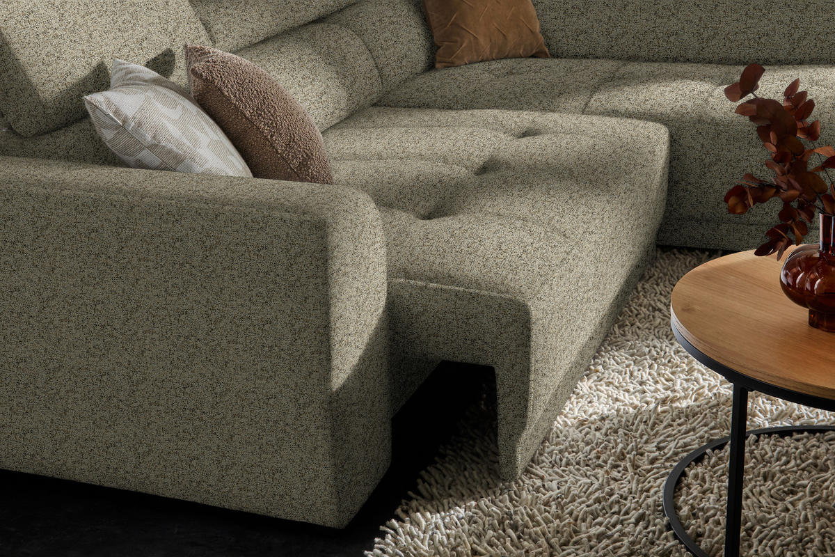 ECKSOFA in Struktur Hellbraun  284/205 cm  - Hellbraun/Schwarz, Design, Kunststoff/Textil (284/205cm) - Xora
