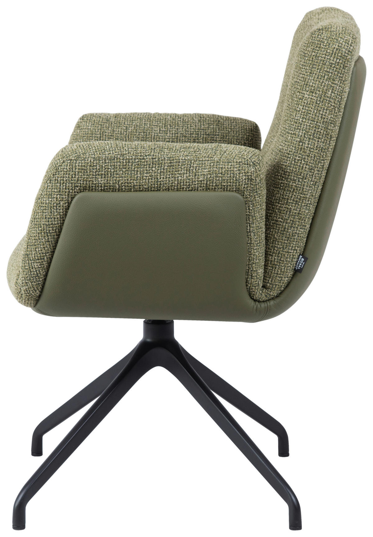 ARMLEHNSTUHL  Sitzfläche 360° drehbar, automatische Rückholfunktion Webstoff  Grün, Schwarz  - Schwarz/Grün, Design, Textil/Metall (62/89/66,5cm) - Johann Jakob
