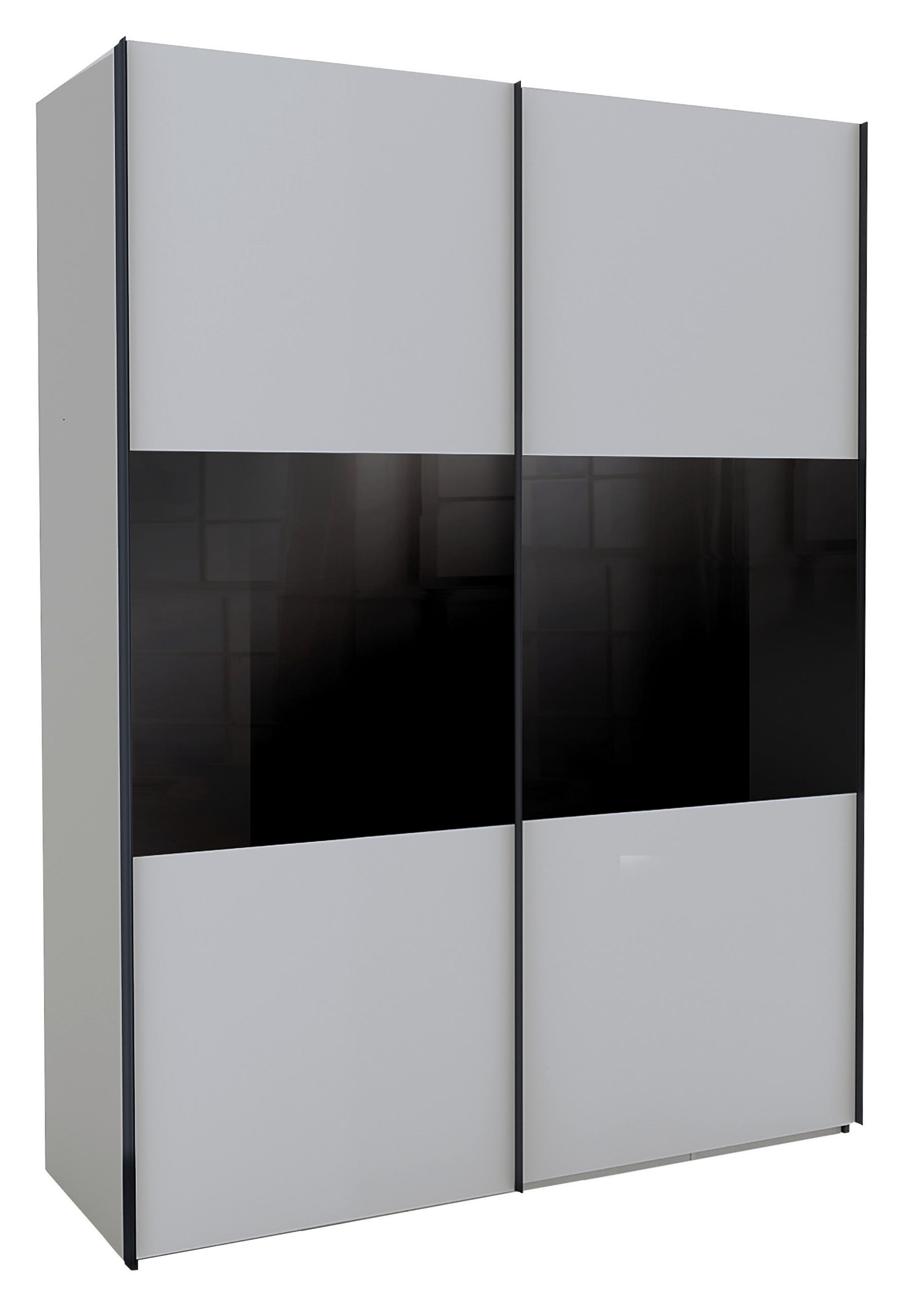 SCHWEBETÜRENSCHRANK 150/216/68 cm 2-türig - Dunkelgrau/Schwarz, KONVENTIONELL, Glas/Holzwerkstoff (150/216/68cm) - Hom`in