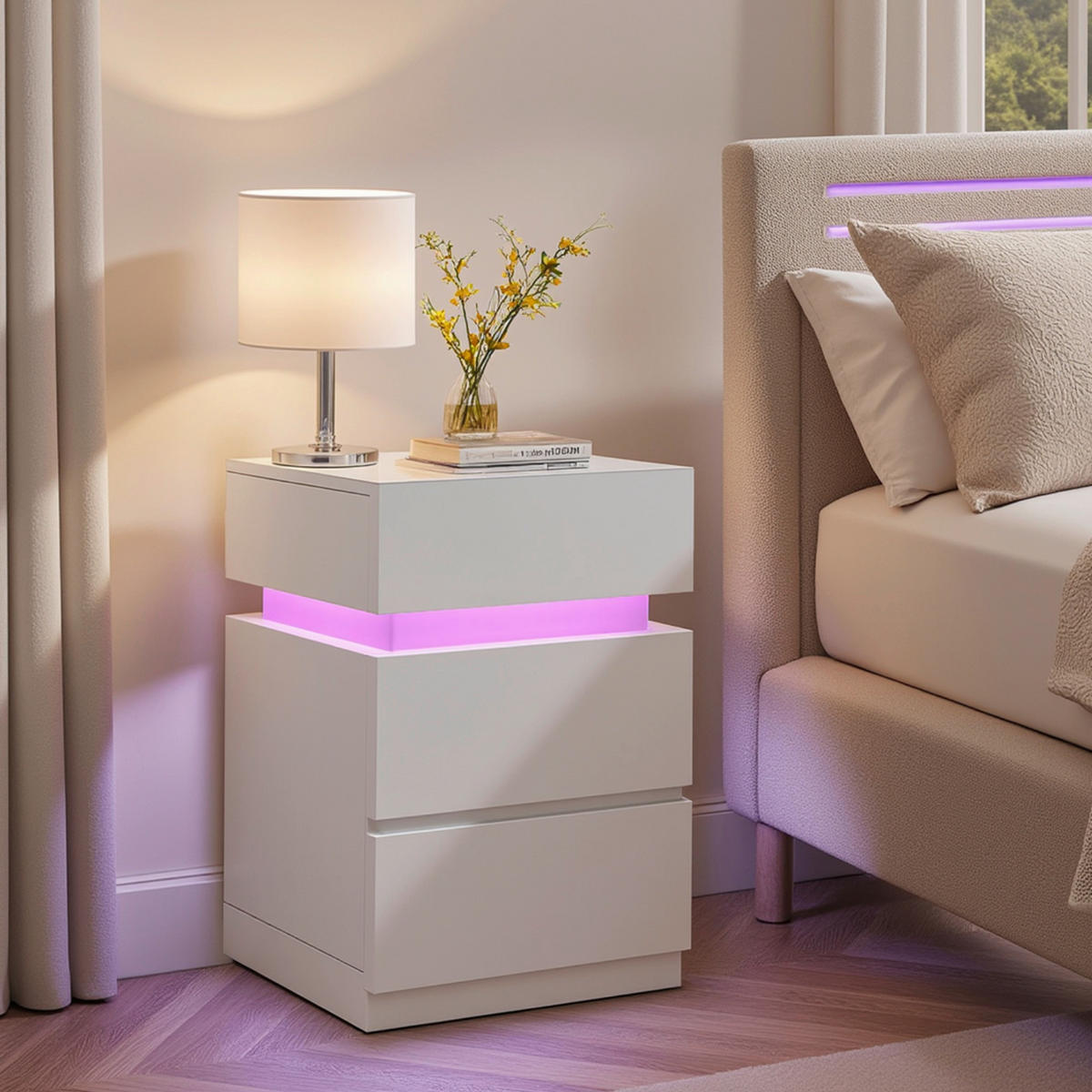 NACHTSCHRANKSET 40/55/35 cm  - Weiß, Trend, Holzwerkstoff (40/55/35cm) - Boxxx