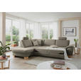 ECKSOFA in Mikrofaser Hellgrau  - Wildeiche/Beige, KONVENTIONELL, Holz/Textil (236/286cm) - Voleo