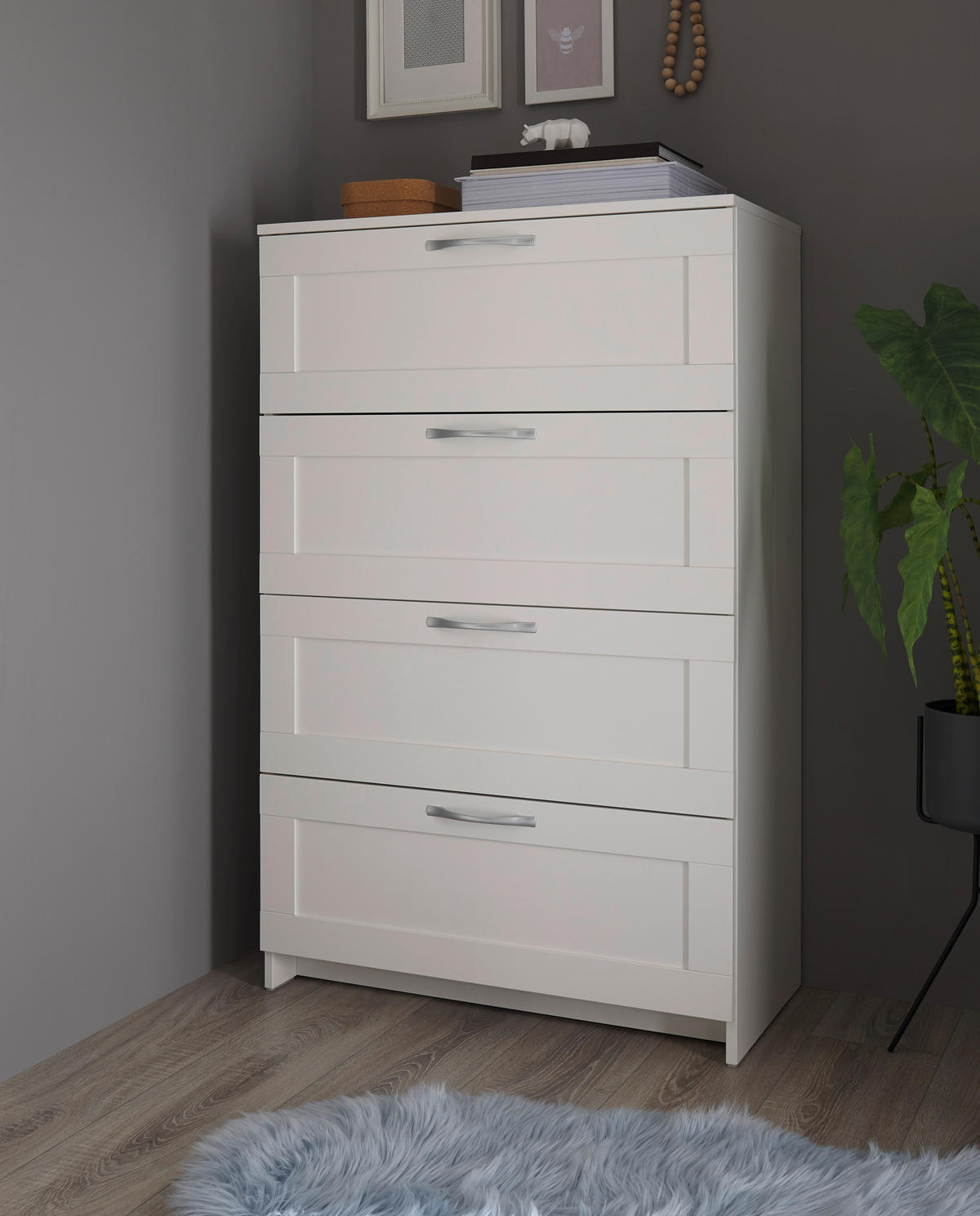 KOMMODE  in 78/124/41 cm  - Alufarben/Weiß, KONVENTIONELL, Holzwerkstoff/Metall (78/124/41cm) - Boxxx