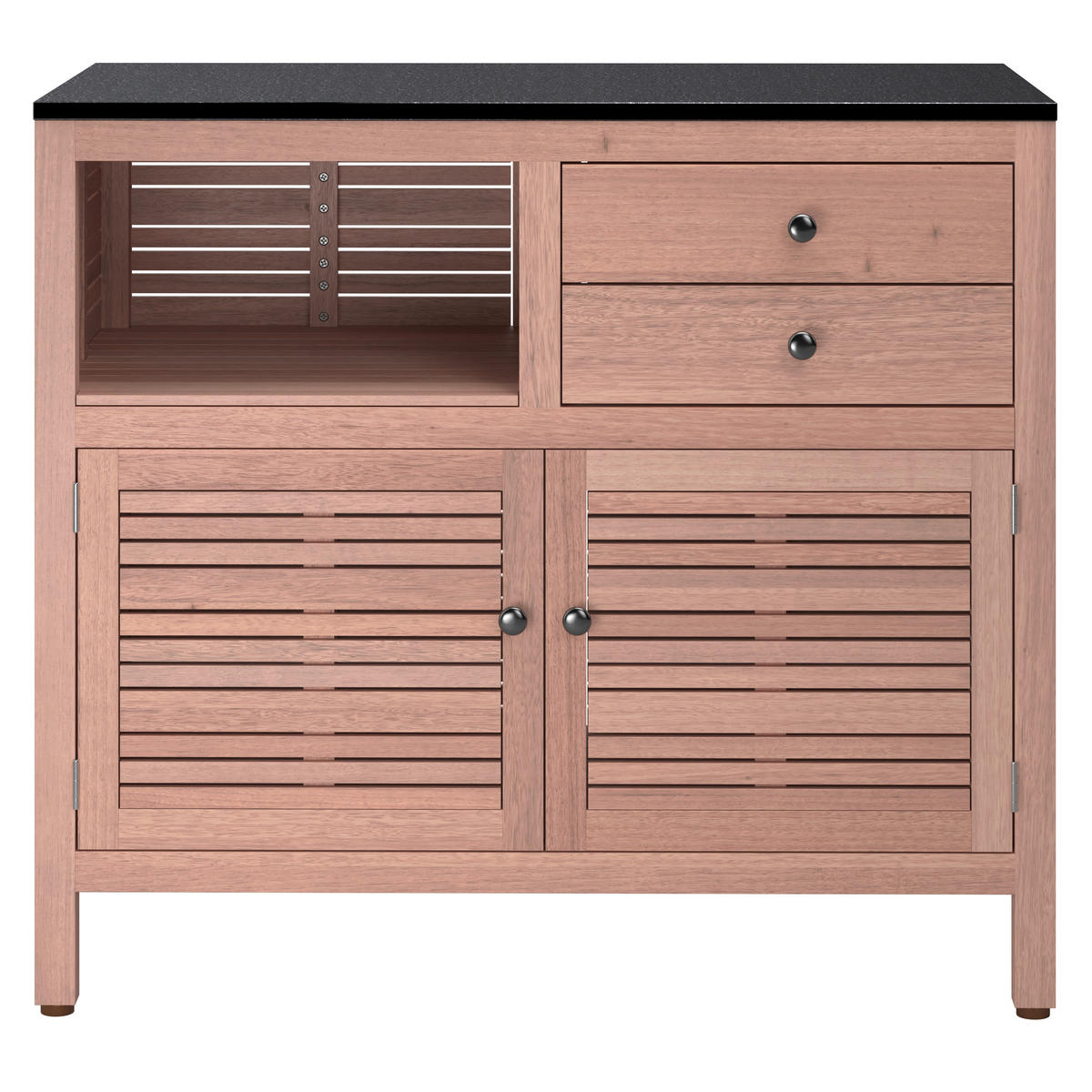 Comodă Cu Uși 100/90/50 cm  - negru/culoare lemn tec, Natur, metal/lemn (100/90/50cm) - Ambia Garden