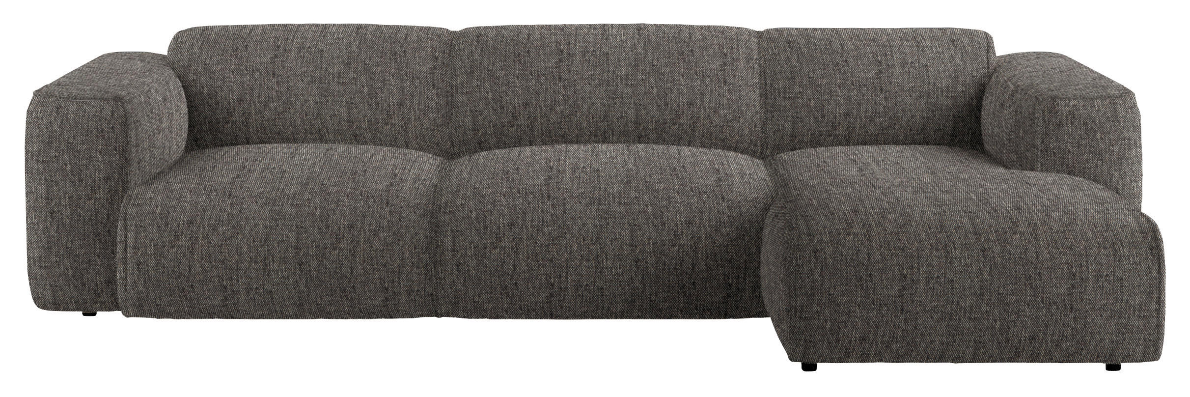 ECKSOFA Dunkelbraun Webstoff Rücken echt  - Dunkelbraun/Schwarz, Design, Kunststoff/Textil (290/171cm) - home24
