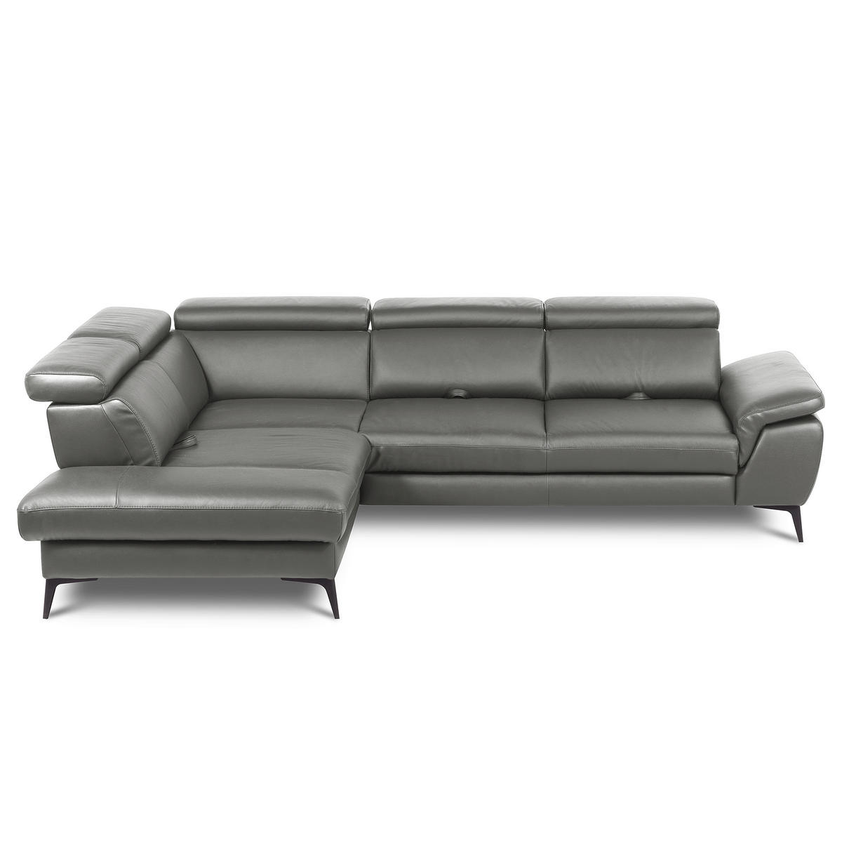 ECKSOFA  in Lederlook Echtleder Anthrazit  220/274 cm  - Anthrazit/Schwarz, Design, Leder/Textil (220/274cm) - Livetastic