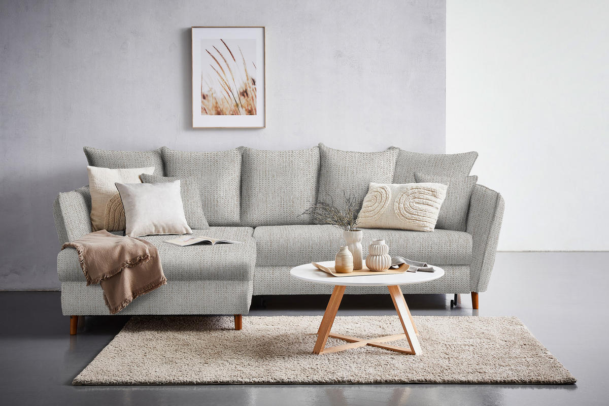 HÖRNSOFFA i vävt tyg beige  - beige/ekfärgad, Klassisk, trä/textil (284/162cm) - MID.YOU
