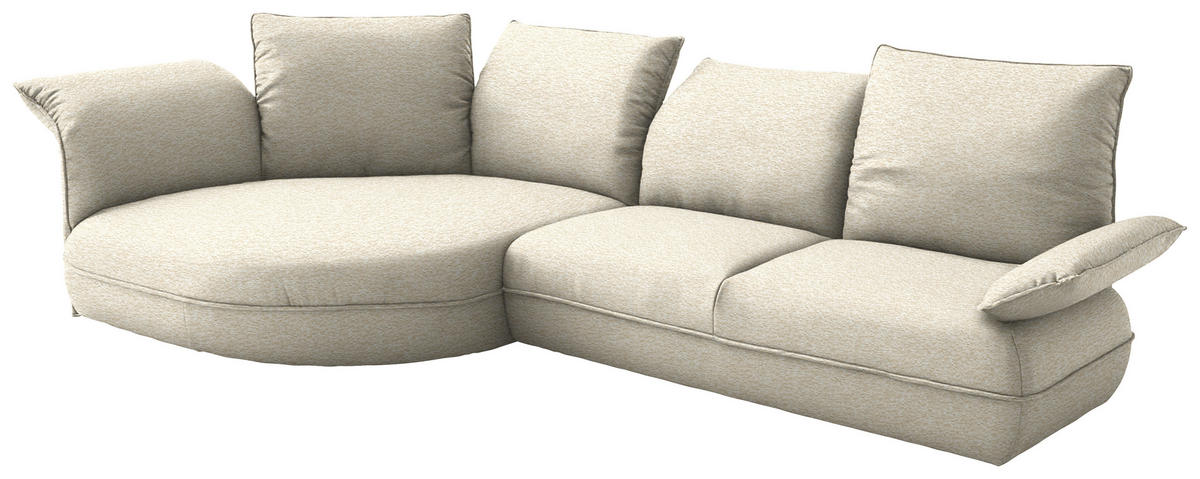 ECKSOFA  in Chenille Beige  154/343 cm  - Beige/Schwarz, Design, Kunststoff/Textil (154/343cm) - Koinor