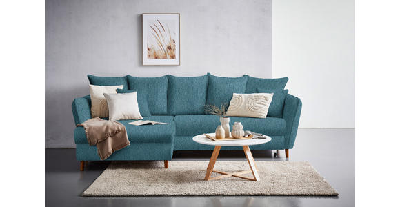 ECKSOFA in Webstoff Blau  - Blau/Eichefarben, KONVENTIONELL, Holz/Textil (284/162cm) - Carryhome