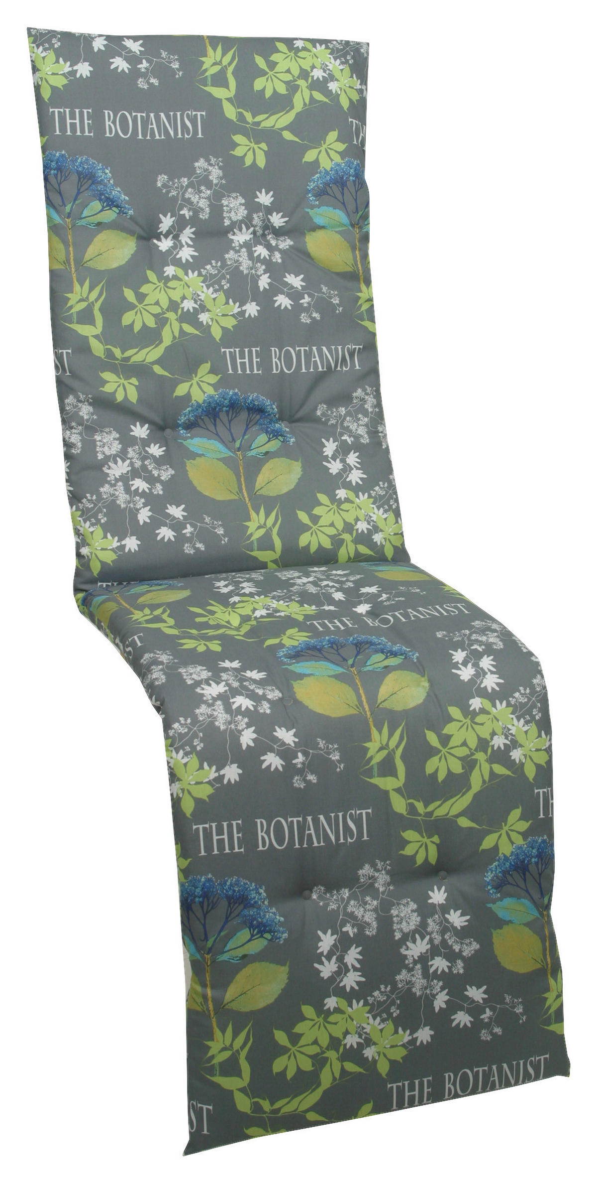 RELAXSESSELAUFLAGE Floral  - Blau/Grau, Design, Textil (45/5/168cm)