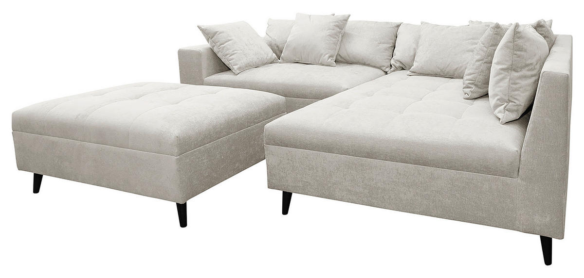 KUTNA GARNITURA tekstil  svijetlo siva   - svijetlo siva/crna, Design, tekstil/drvo (247/174cm) - MID.YOU