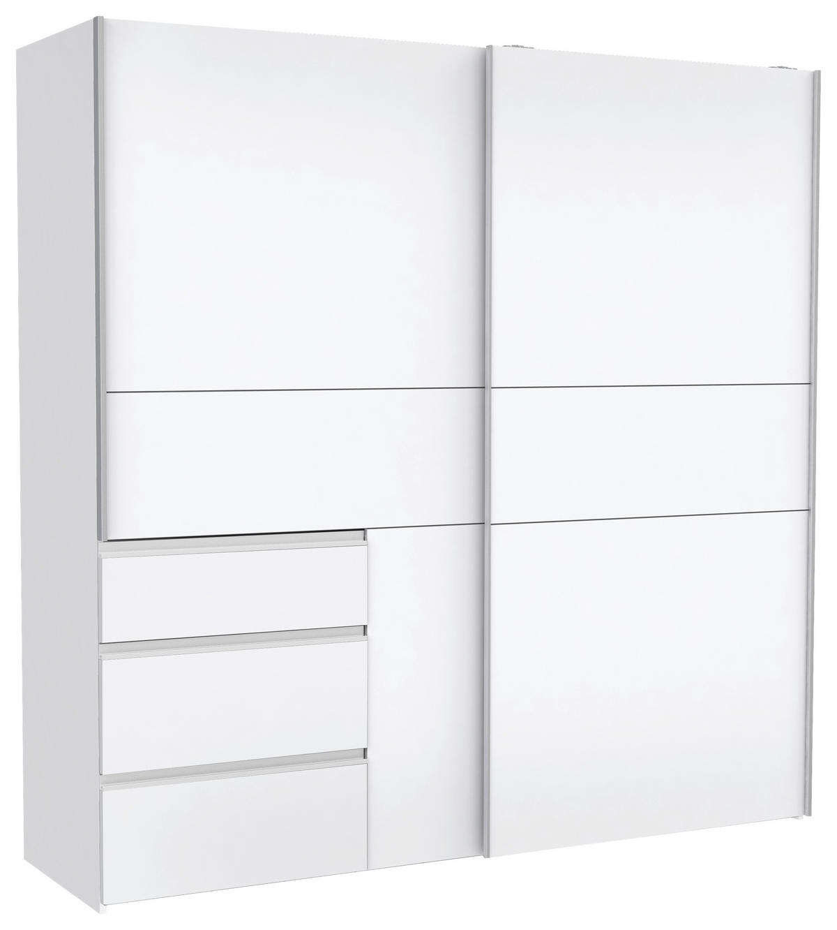 DULAP CU UșI CULISANTE in alb  - alb/culoare aluminiu, Konventionell, plastic/metal (200/200/61cm) - Carryhome