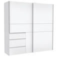 SCHWEBETÜRENSCHRANK 200/200/61 cm 2-türig Weiß  - Alufarben/Weiß, KONVENTIONELL, Holzwerkstoff/Kunststoff (200/200/61cm) - Carryhome