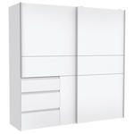 SCHWEBETÜRENSCHRANK 200/200/61 cm 2-türig Weiß  - Alufarben/Weiß, KONVENTIONELL, Holzwerkstoff/Kunststoff (200/200/61cm) - Carryhome