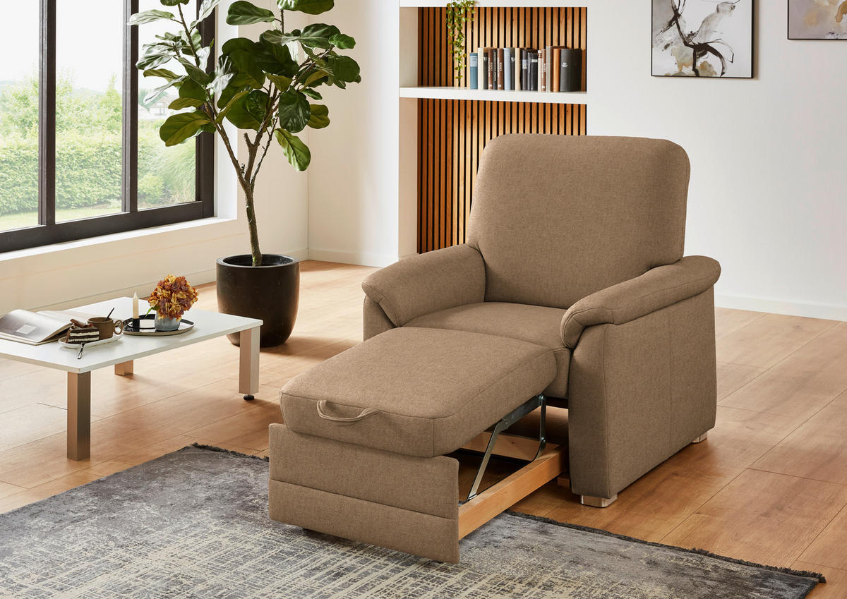 SESSEL Chenille Altrosa, Hellbraun  - Hellbraun/Alufarben, Konventionell, Textil/Metall (88/96/89cm) - Beldomo Comfort