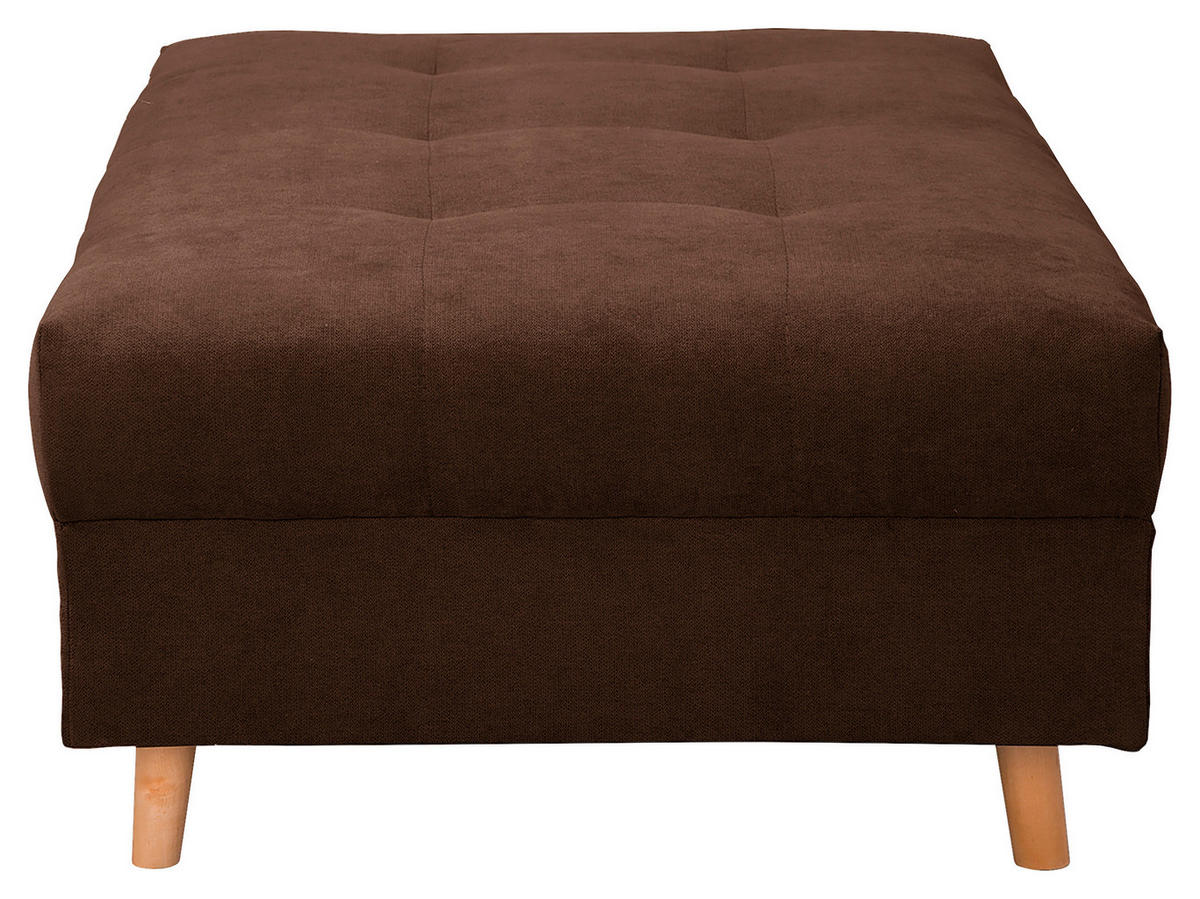 ECKSOFA inkl. Hocker Ariella in Mikrofaser Dunkelbraun  161/231 cm  - Dunkelbraun/Naturfarben, Design, Holz/Textil (161/231cm) - Livetastic