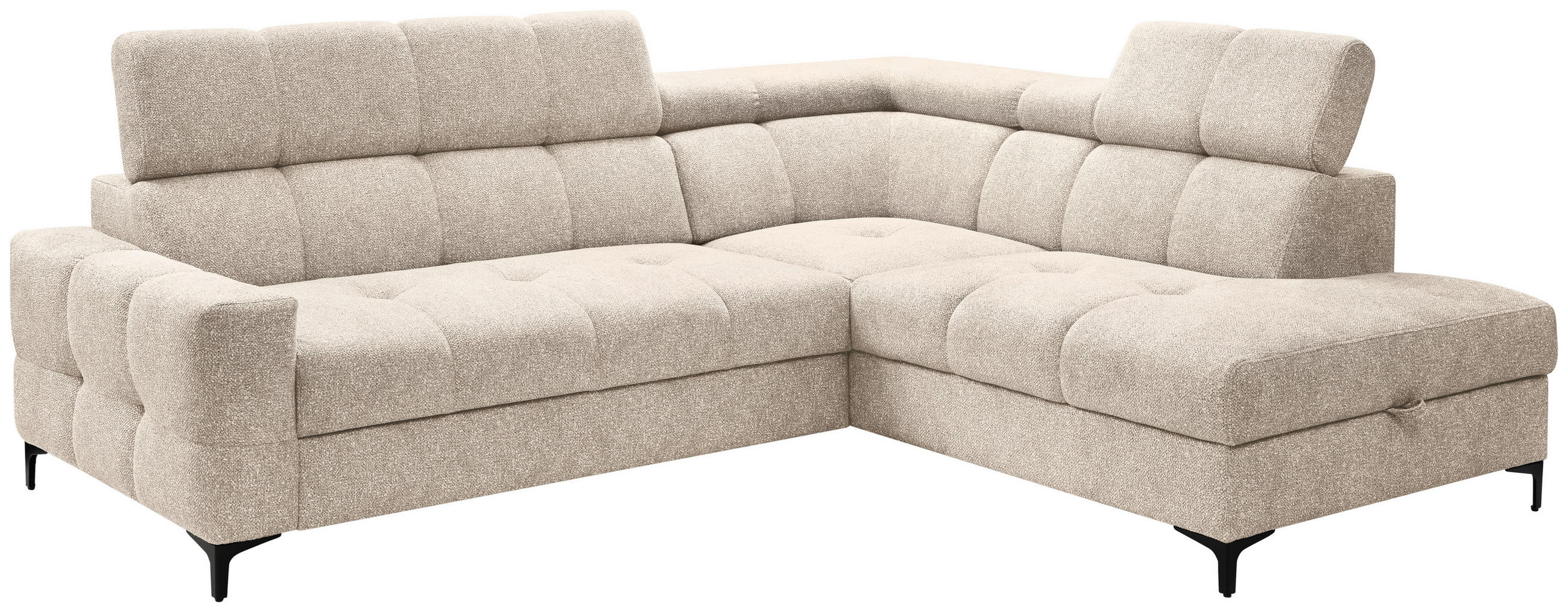 HÖRNSOFFA i struktur beige  - beige/svart, Modern, metall/textil (254/212cm) - MID.YOU