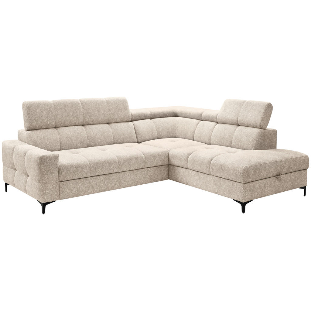 Thumbnail - Carryhome Ecksofa, Beige, Textil, 4-Sitzer, Ottomane rechts, L-Form, 254x212 cm, Made in EU, Liegefunktion, seitenverkeh...