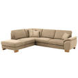 ECKSOFA in Mikrofaser Beige  - Wildeiche/Beige, KONVENTIONELL, Holz/Textil (236/286cm) - Voleo