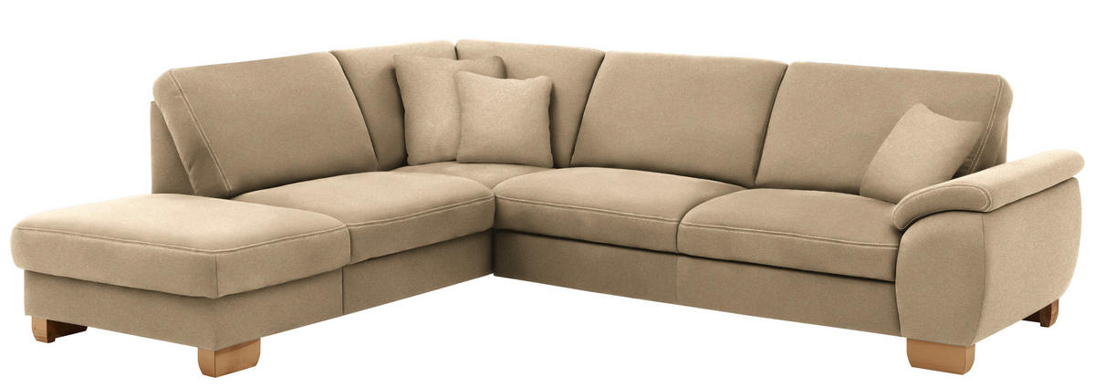 ECKSOFA in Mikrofaser Beige  - Wildeiche/Beige, Konventionell, Holz/Textil (236/286cm) - Voleo