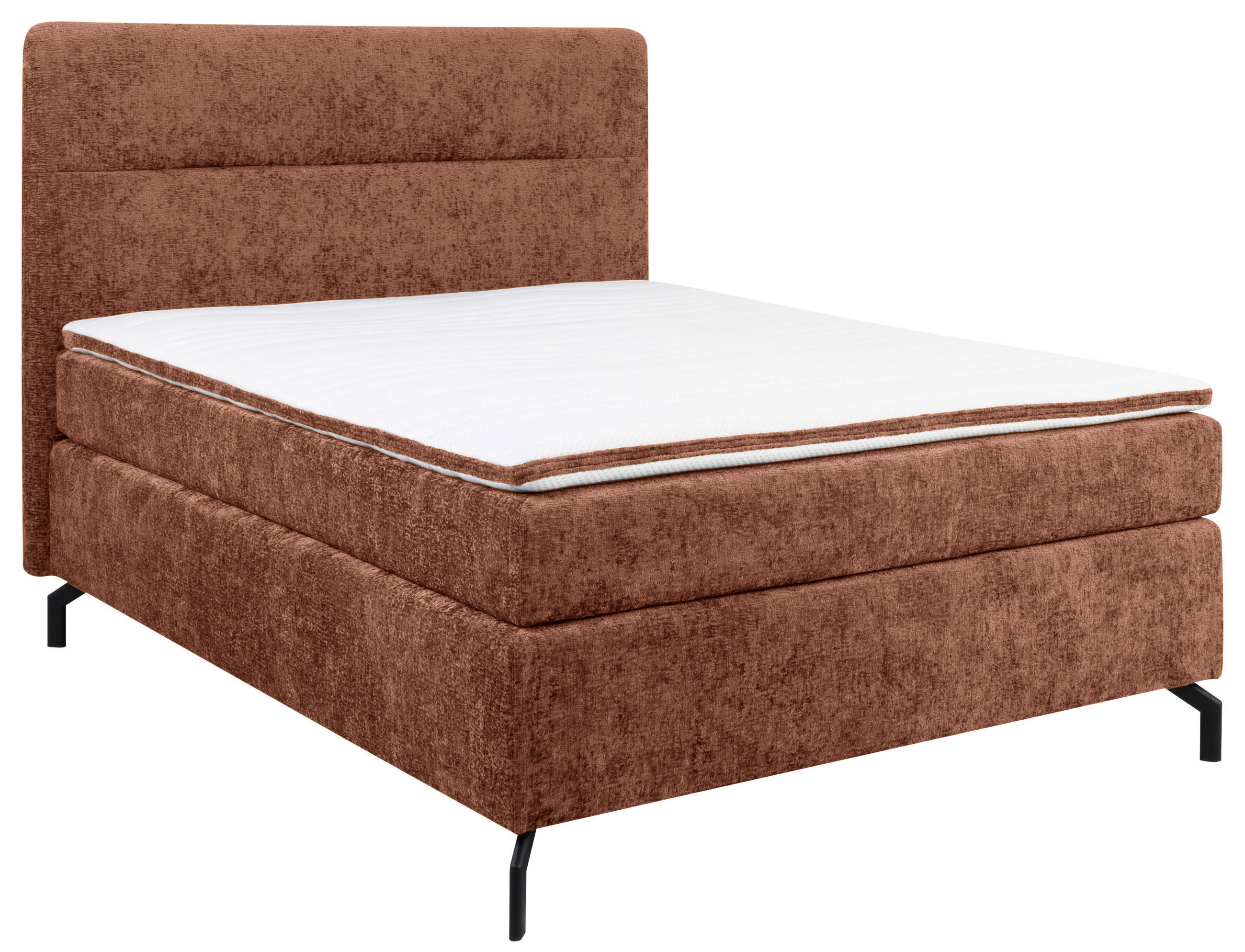 BOXSPRINGBETT 140/200 cm  in Rotbraun  - Rotbraun/Schwarz, Design, Textil/Metall (140/200cm) - Esposa