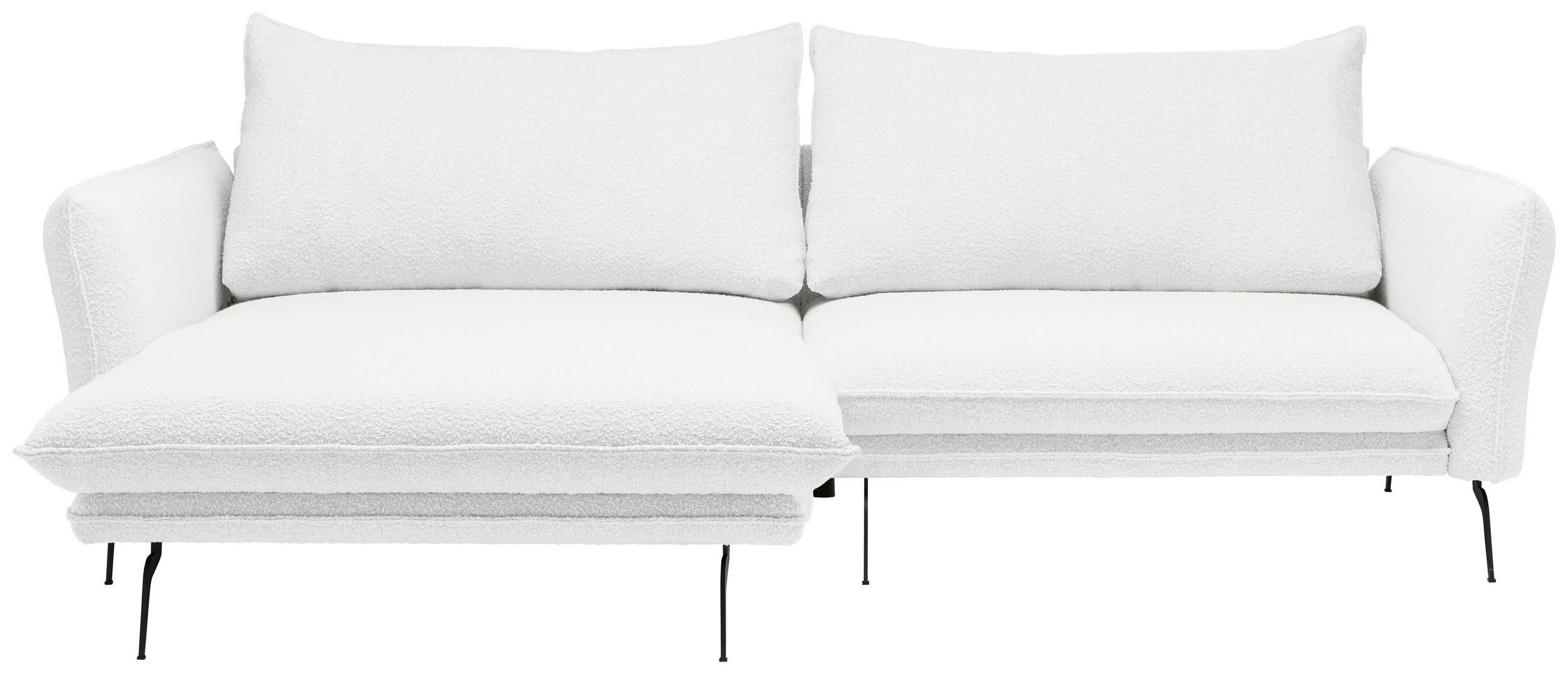ECKSOFA Weiß Bouclé  - Schwarz/Weiß, Design, Textil/Metall (182/277cm) - Stylife