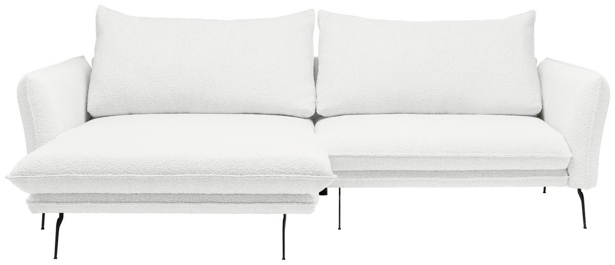 ECKSOFA Weiß Bouclé  - Schwarz/Weiß, Design, Textil/Metall (182/277cm) - Stylife