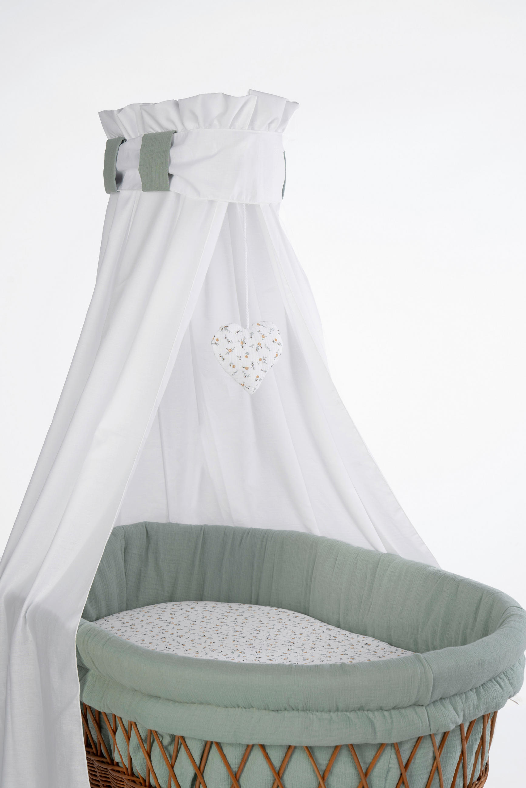 STUBENWAGEN-KOMPLETTSET Babybett Lounge natur Buche  Weiß, Buchefarben, Waldgrün  - Waldgrün/Buchefarben, Basics, Holz/Textil (60/167/100cm) - Mionido