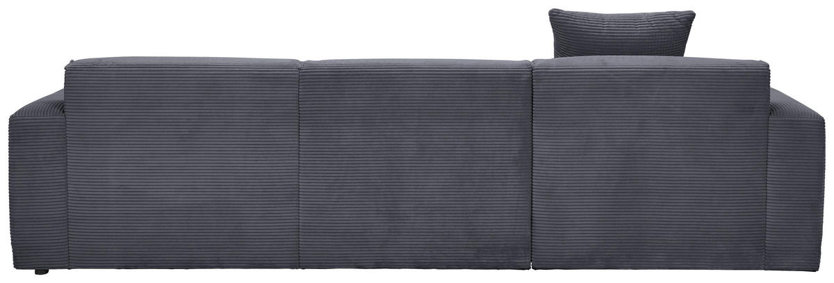 ECKSOFA in Cord Graphitfarben  - Schwarz/Graphitfarben, Design, Kunststoff/Textil (196/303cm) - Livetastic