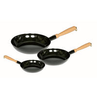 PFANNENSET Eisen 3-teilig  - Schwarz, Basics, Holz/Metall (20+24+26cm) - Riess