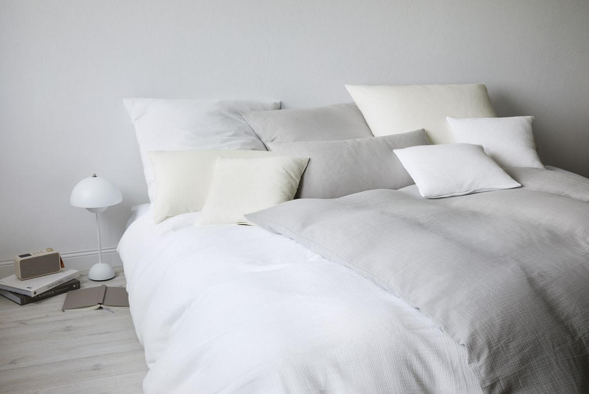 BETTWÄSCHESET Musselin 160/210 cm  70 cm/50 cm  - Weiss, Trend, Textil (160/210cm) - Elegante