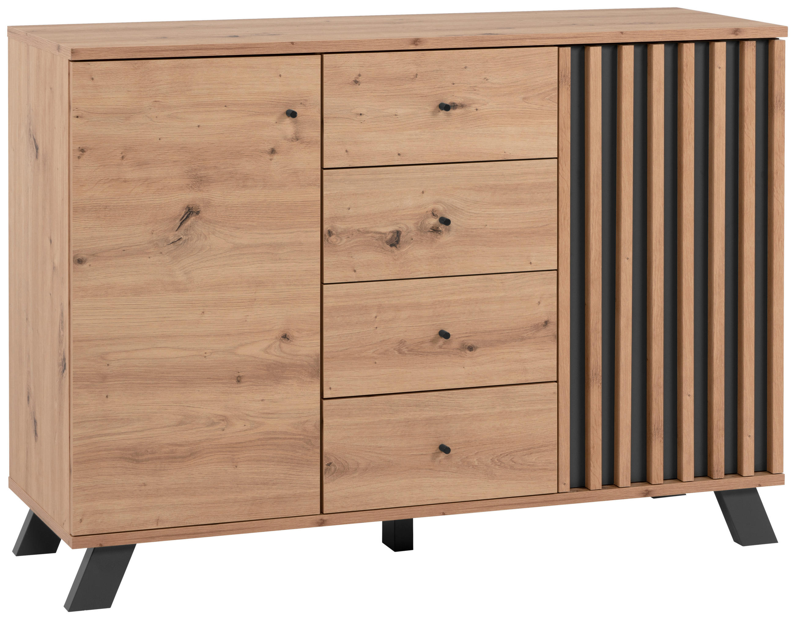 KOMMODE 118/85/40 cm  in Anthrazit, Eiche Artisan  - Anthrazit/Schwarz, Lifestyle, Holzwerkstoff/Metall (118/85/40cm) - MID.YOU